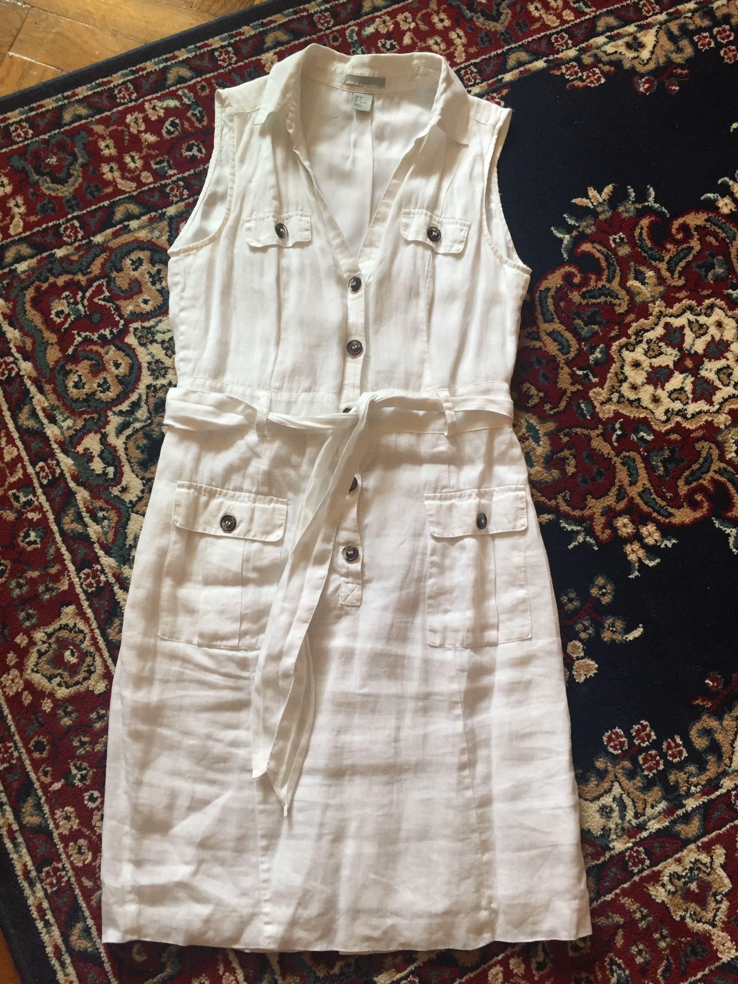 Sukienka biała H&M elegancka, len
