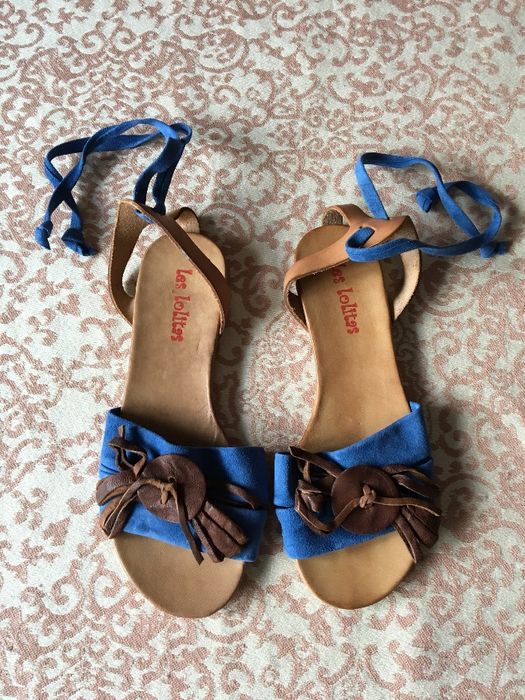 Letnie sandałki Les Lolitas skóra zamsz roz. 36 nowe wiązane