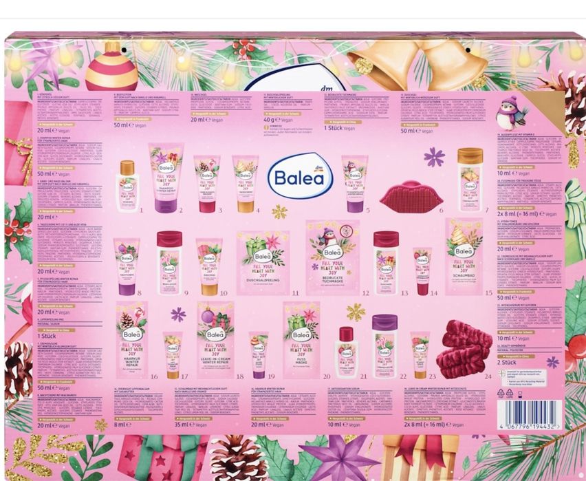 Адвент-календар доглядової косметики Balea Adventskalender Bath 2025