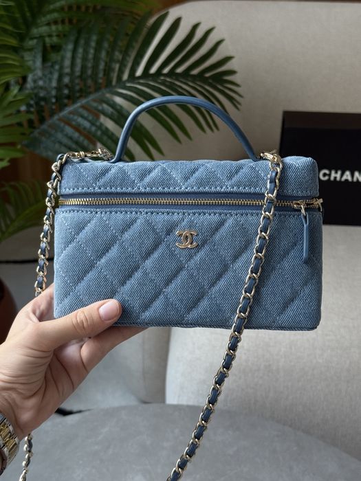 Сумка Chanel CC Top Handle Long Vanity Denim/Gold