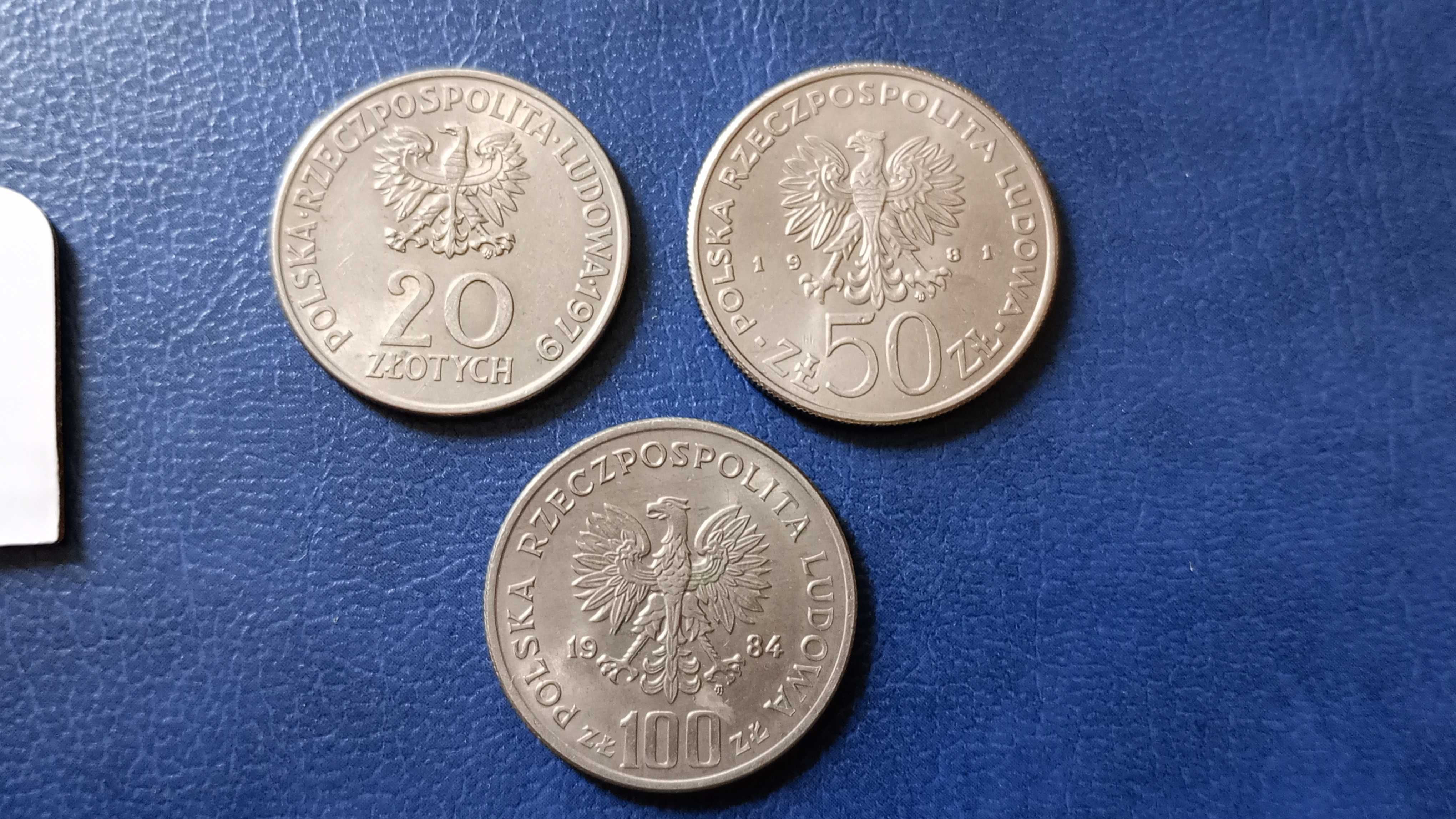 Stare monety Medal 20 zł 50 zł 100 zł zestaw PRL /4