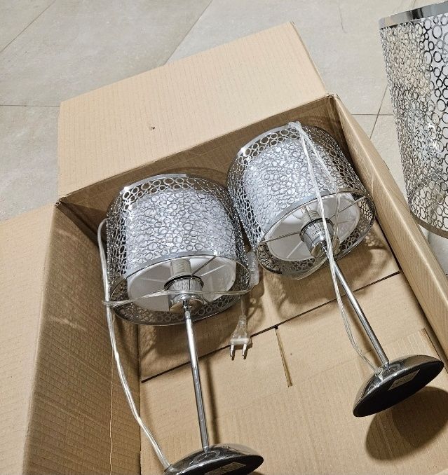 2x candeeiro de cabeceira cromado prateado branco brilhante
