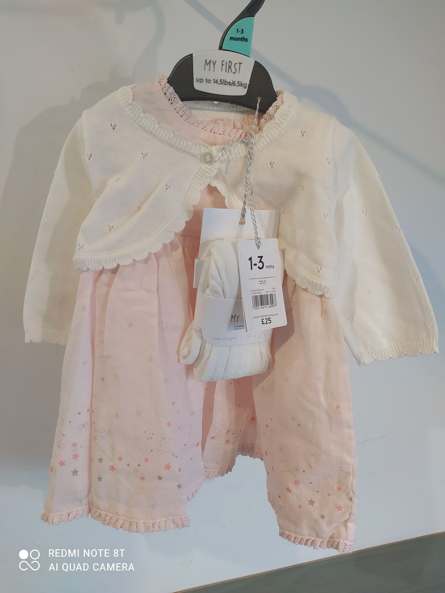 Mothercare sukienka sweterek rajstopy 1-3 miesięcy