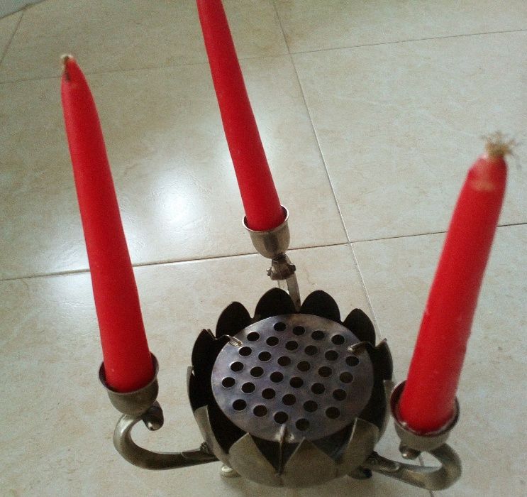 molheira lg (limoges) decorada à mão com prato;suporte flores e velas