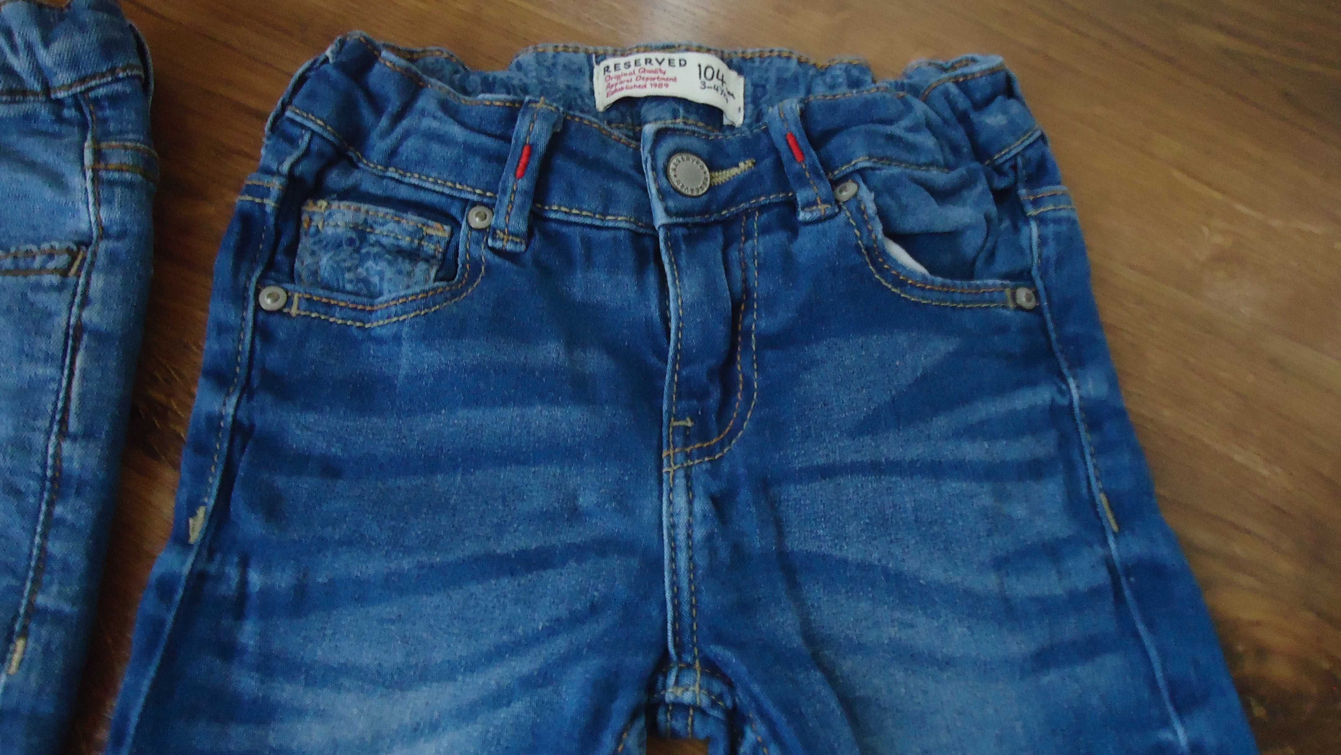 r.104 dżinsowe spodnie ZARA jeansy RESERVED spodnie regulowane