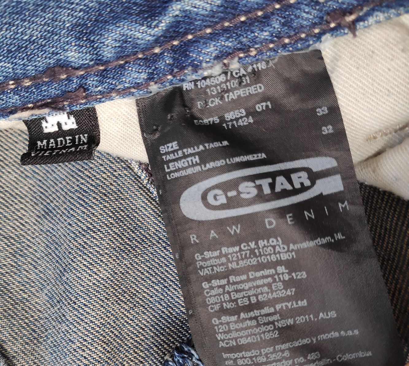 G-star raw deck tapered джинсы оригинал W33 L32