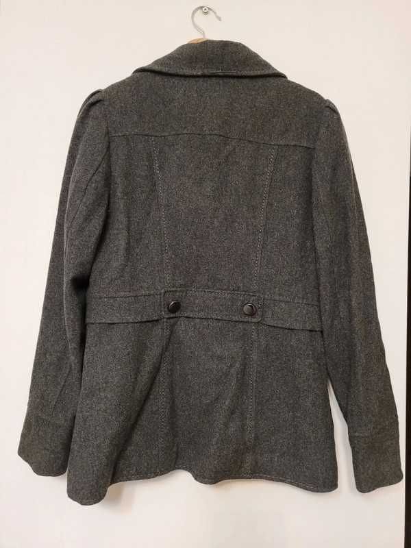 Szary płaszcz kurtka damska wełna H&M