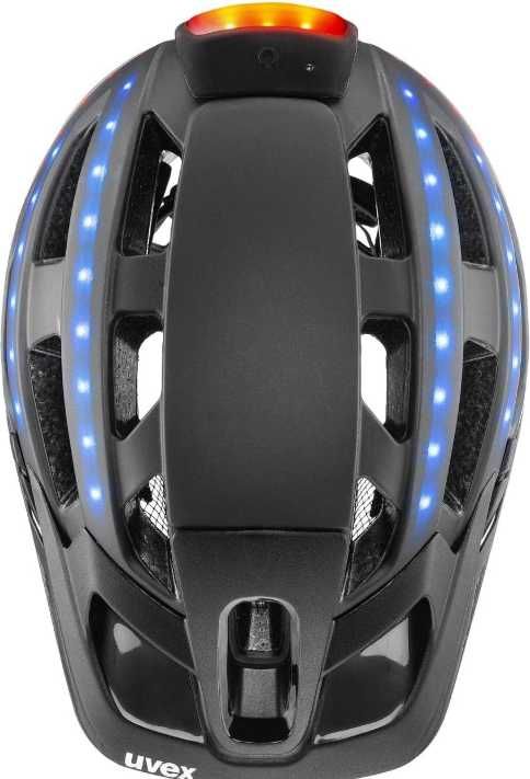 Kask rowerowy unisex z oświetleniem LED r. 52-57 cm black-silver matt