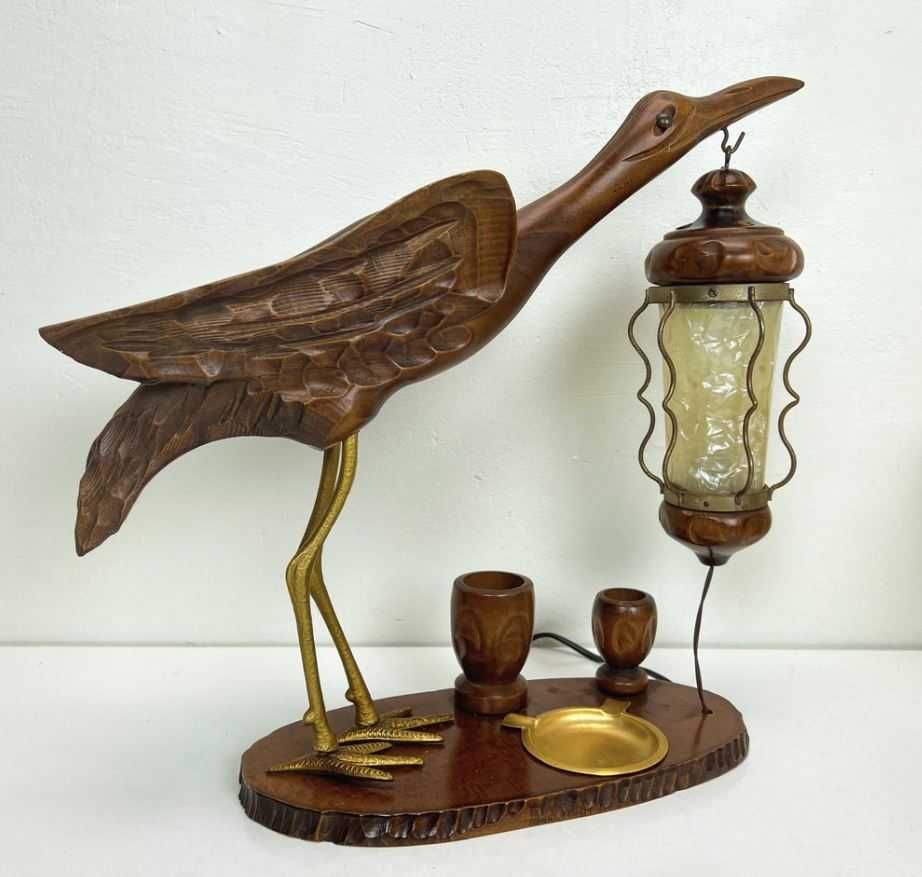 Lampa stołowa Heron w stylu art déco czapla Aldo Tura lata 40 XX