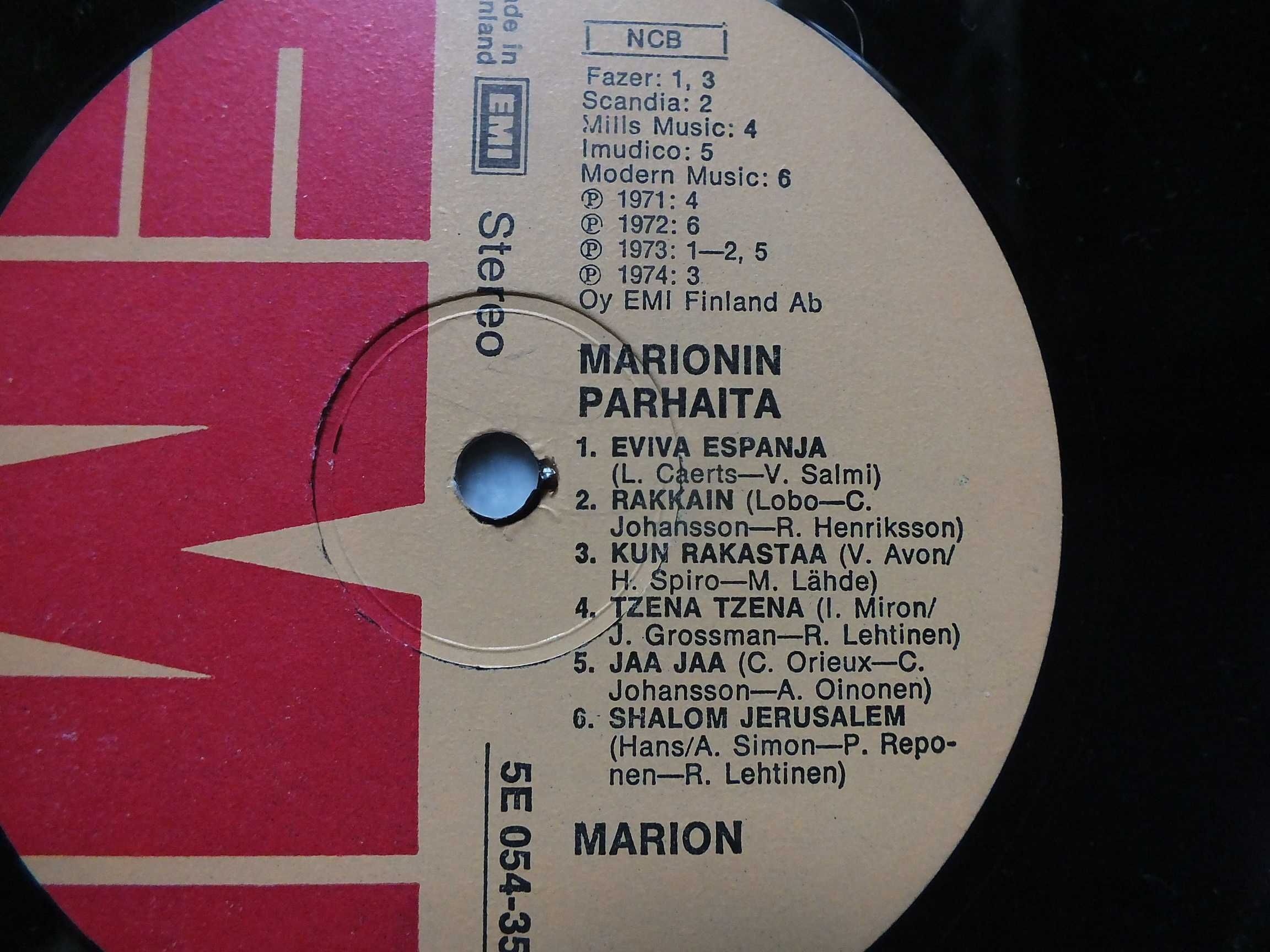 Płyta winylowa LP, MARIONIN PARHAITA-Marion,1974r.,EMI winyl