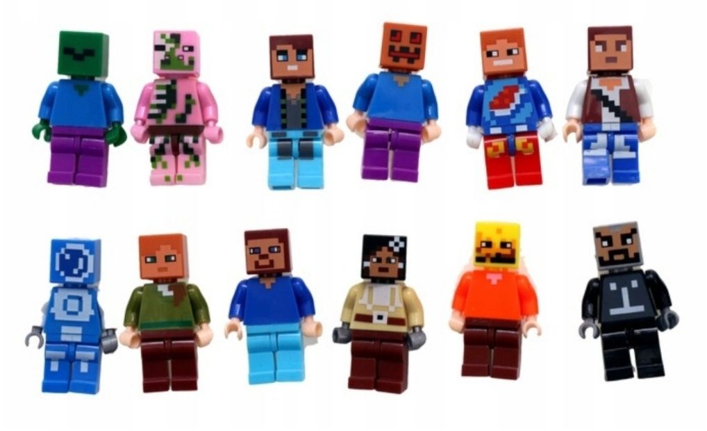 FIGURKI MINECRAFT My World Klocki 12 sztuk DUŻY Zestaw