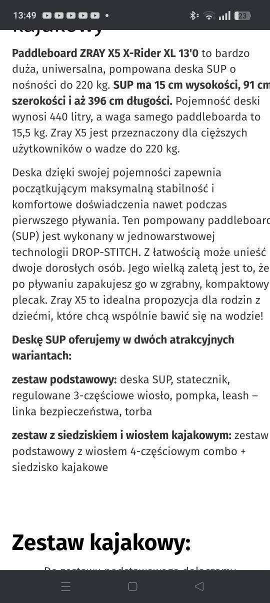 Deska sup Zray dwie osoby dorosłe plus dziecko