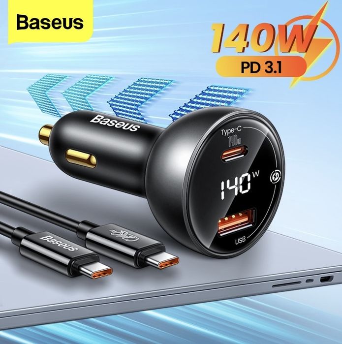 Baseus 140W Автомобильное зарядное устройство Dual Fast Car Charger