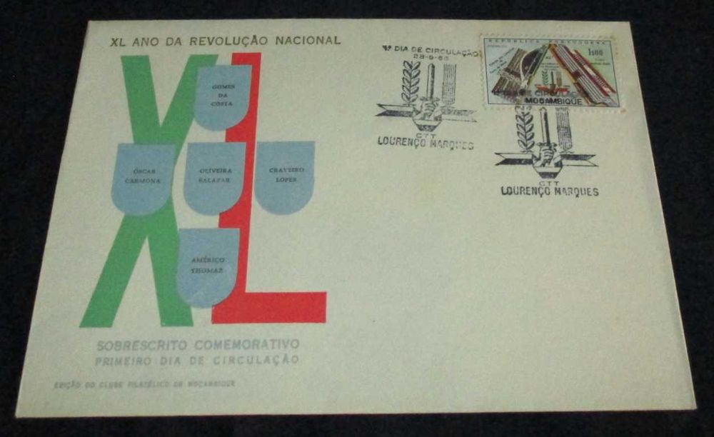 Sobrescrito de 1ª Dia Exposição Filatélica Numismática Moçambique 1966