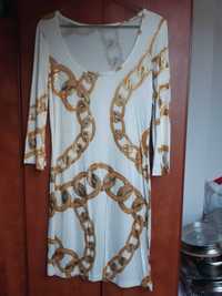 Biała Sukienka z wzorem roz. 36-38