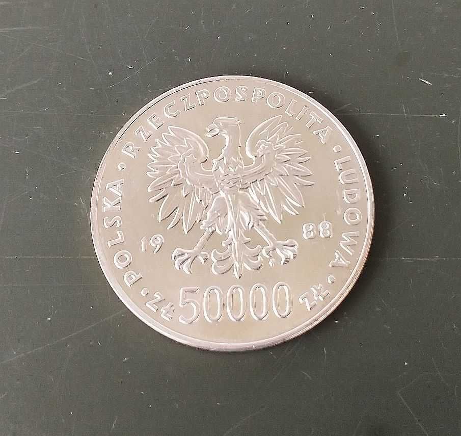 Moneta 50000 srebrna Józef Piłsudski z 1988