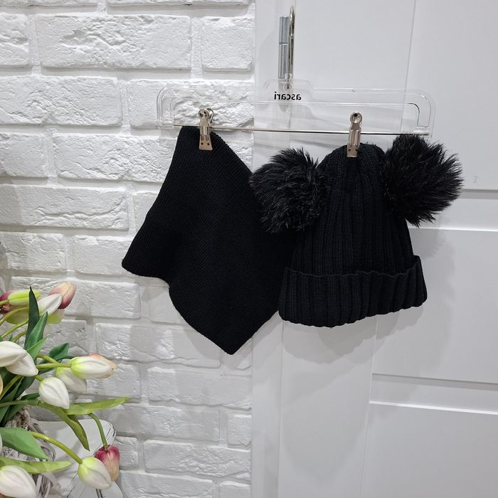 Zestaw zimowy czapka z pomponami + komin dla dziecka