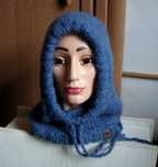Niebieska balaclava kaptur kid silk alpaka