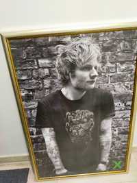 Obraz plakat Ed Sheeran nowy rama drewniana stare złoto.