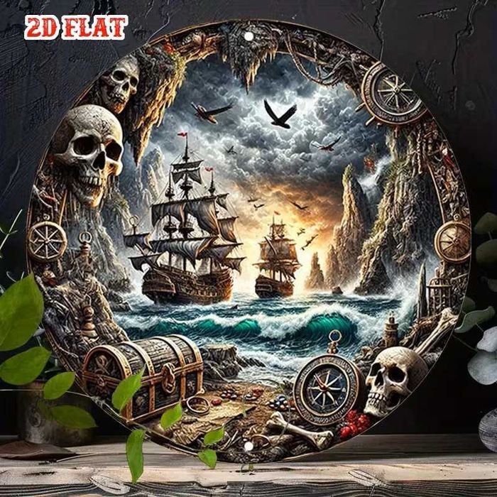 Metalowa Dekoracja Ścienna 2D - Stylowy Statki Pirackie