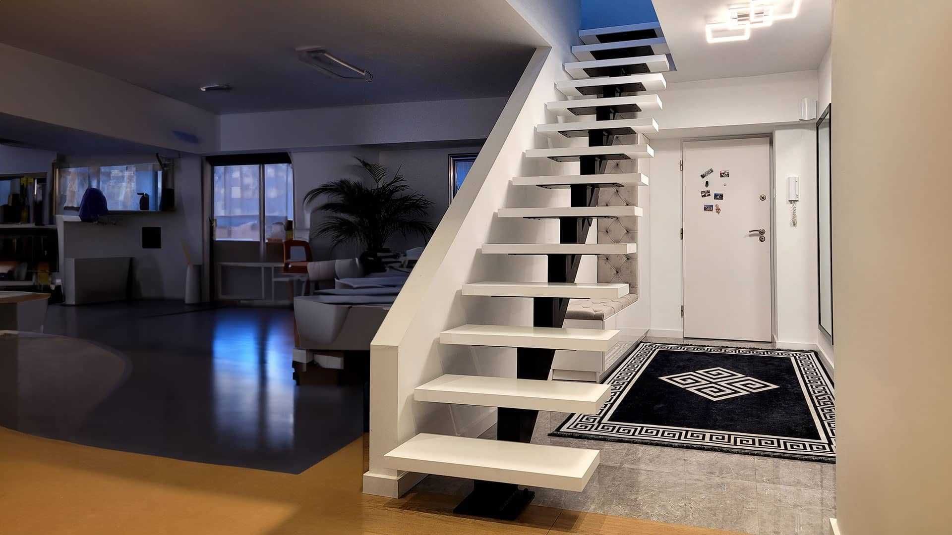 nowoczesne schody metalowe, schody na konstrukcji stalowej