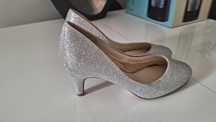 buty czółenka roz38 srebrne wkładka 24 / nowe obcas 7cm /