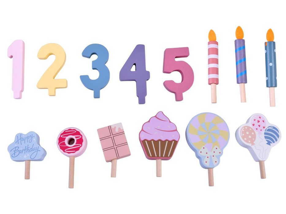 Cukierkowy Drewniany Tort Urodzinowy do Krojenia Świeczki dekoracja