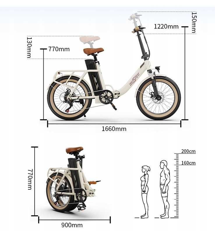 Onesport OT16-2 Rower elektryczny składany 120km 48V250W 48V17Ah PL