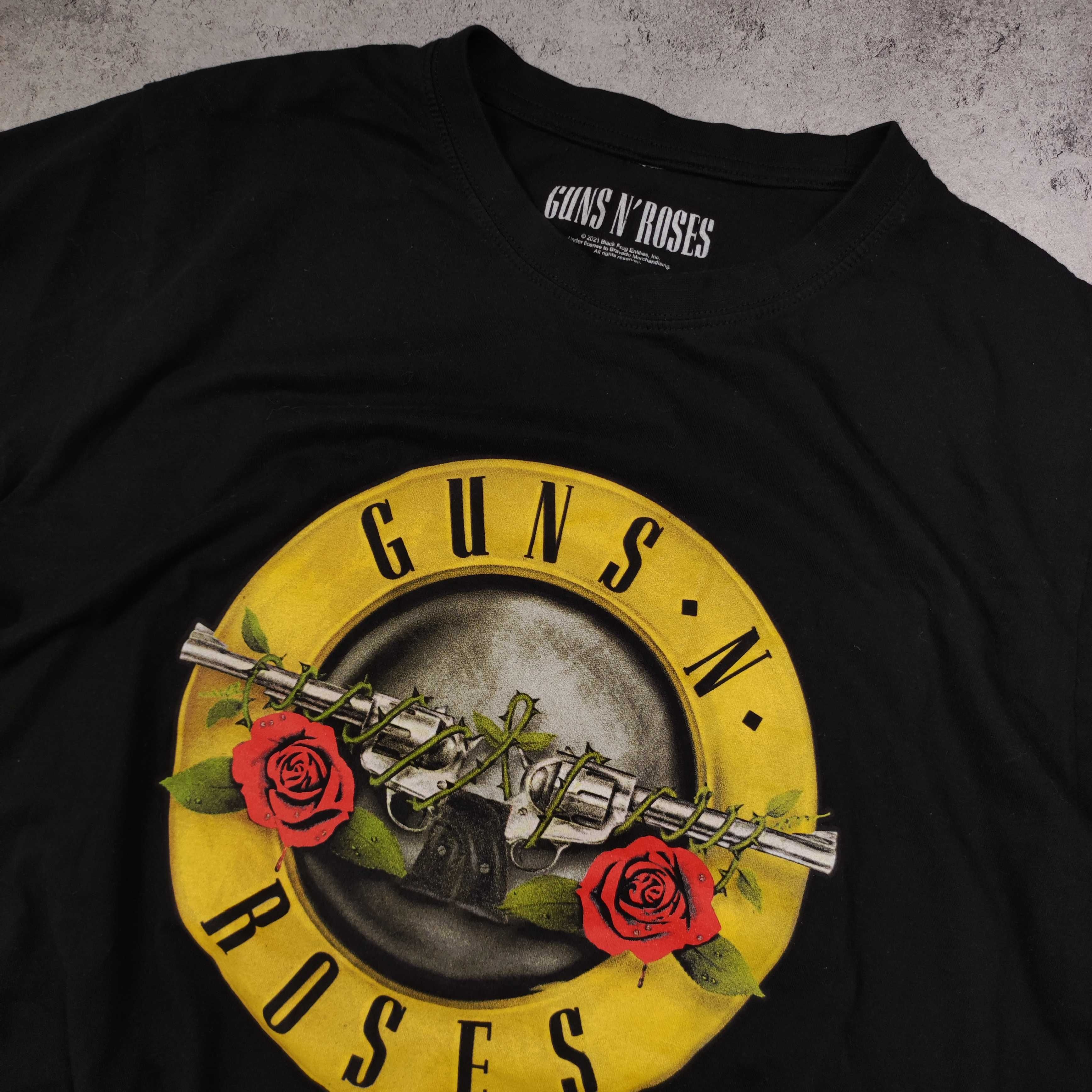 MĘSKA Oficjalna Koszulka Guns N Roses Duże Logo Czarna Rock Koncertowa