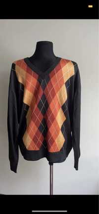 Czarny sweter z pomaranczowymi wzorkami