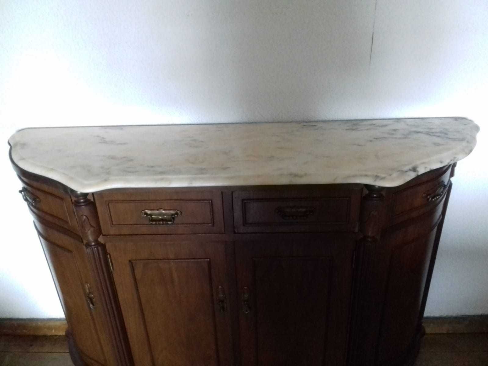 Móvel em mogno e tampo em pedra mármore . Como novo