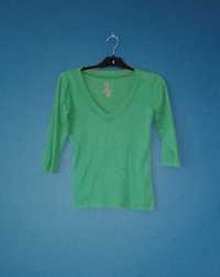 Zielona wiosenna trawiasta bluzka z rękawem 3/4 L czysta bawełna