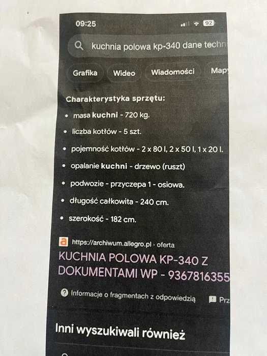Sprzedam kuchnie polową KP-340 za 12900 zł