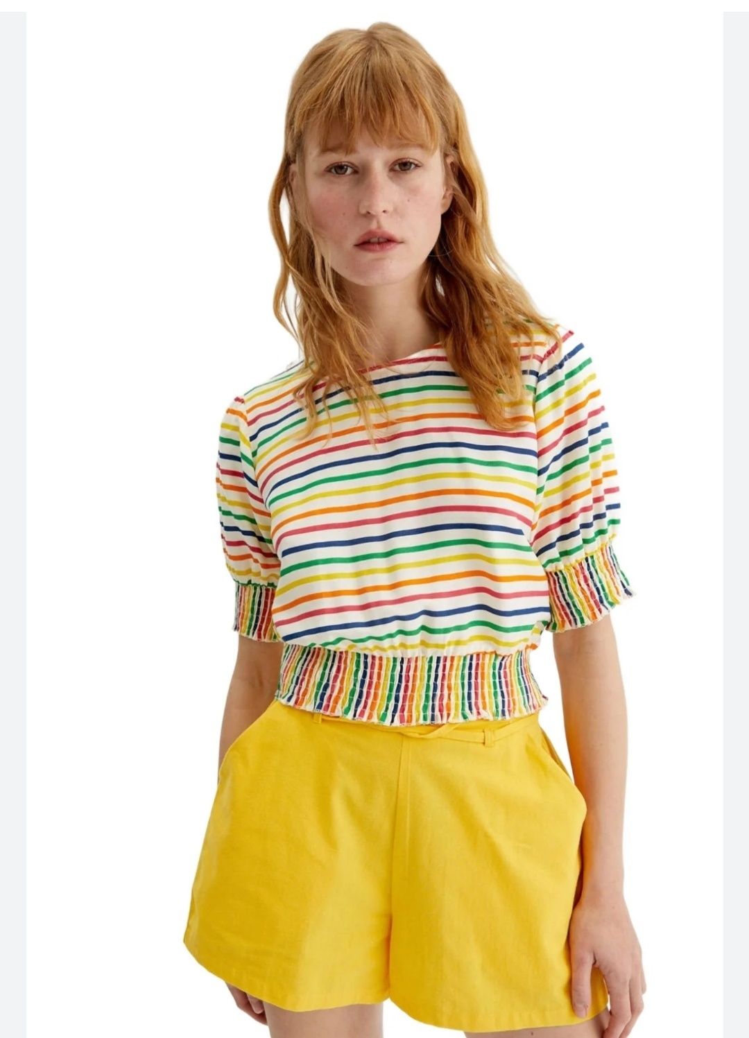 Женская футболка топ Compania Fantastica в разноцветную полоску, L-XL