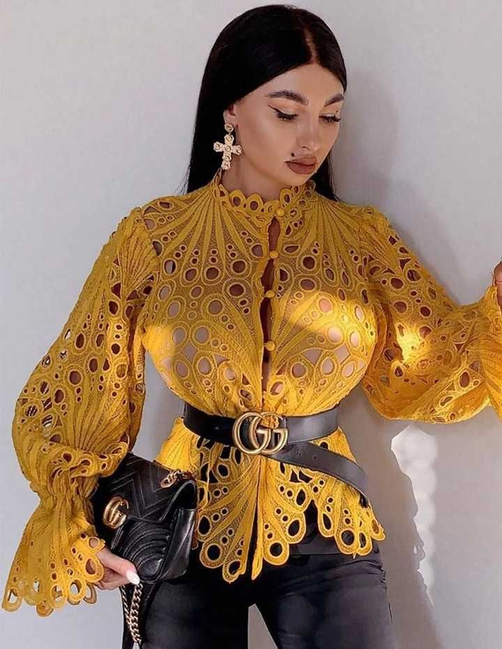 Кружевная желтая блуза"Fashion Nova".USA.