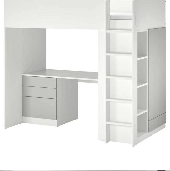 Łóżko piętrowe Ikea Samastad z biurkiem i materacem