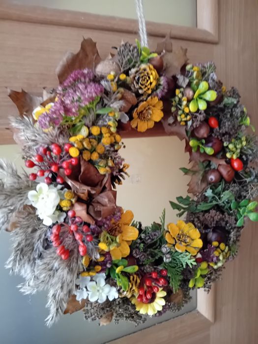 Naturalny wianek jesienny rękodzieło