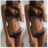 Czarne bikini w stylu KYLIE NAPISY hot summer S