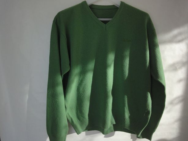 idealny modny wiosenny żywozielony wełniany sweter męski Lee Cooper XL