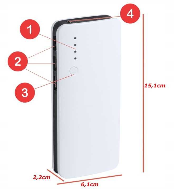 Mega Powerbank 20000 Mah +kabel 3x Usb Latarka Extra Pojemny Premium