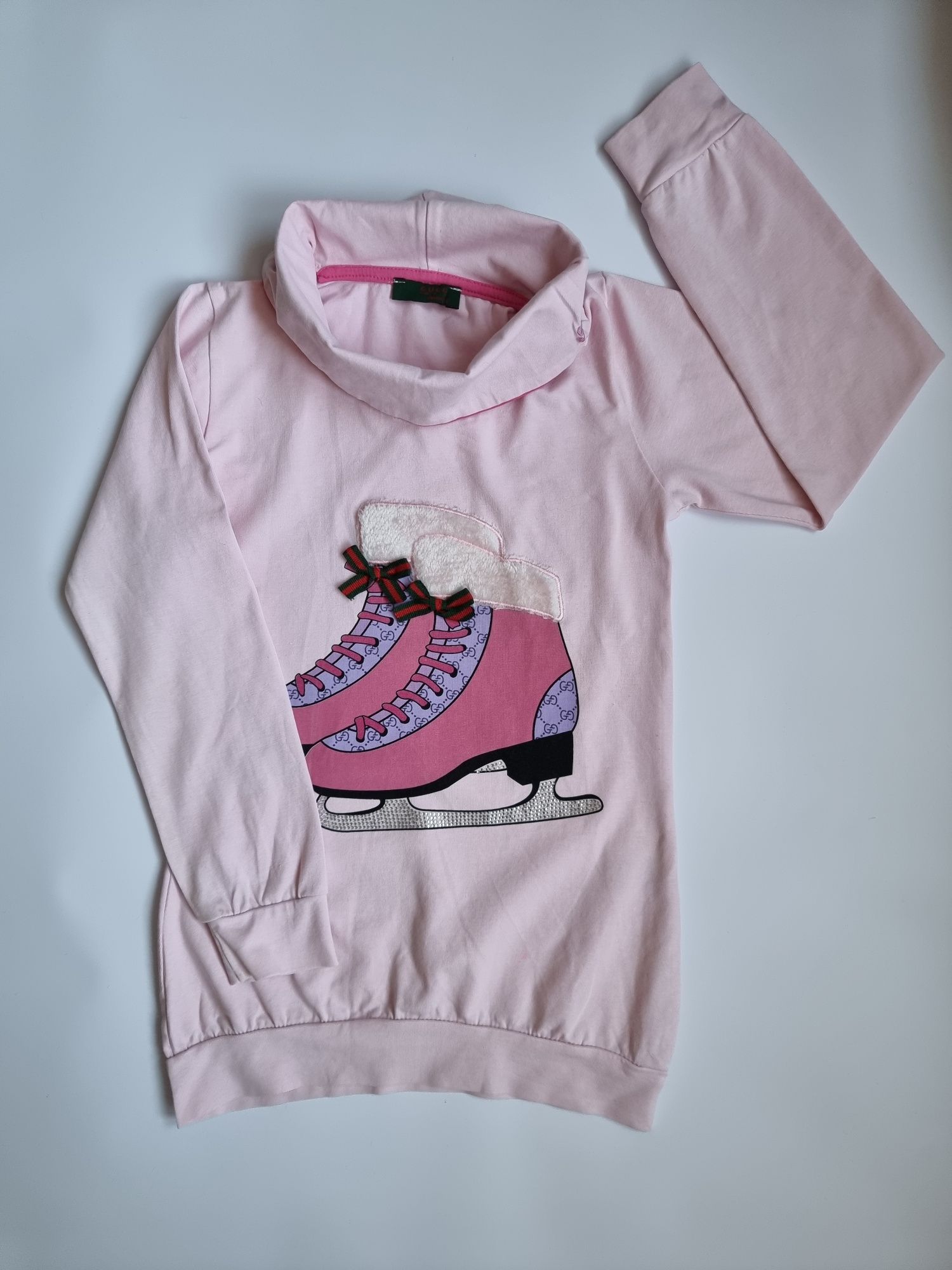 Bluza różowa z kominem dla dziewczynki rozmiar 128