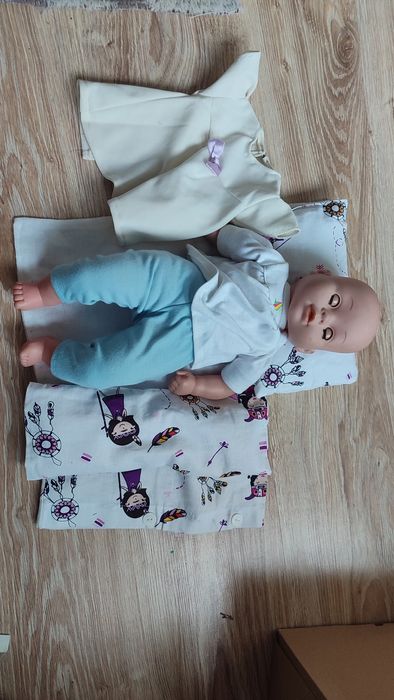 Lalka bobas 40 cm, ubranka pościel