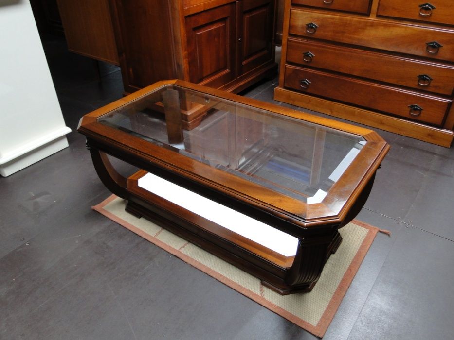 Mesa de centro com duas bases em vidro - óptimo estado