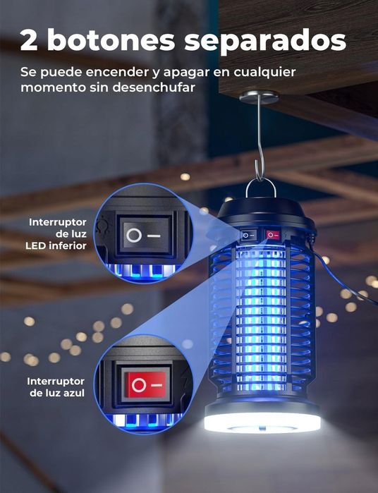 Lampa Owadobójcza Ogrodowa 2w1 Na Komary UV 4200V 15W IPX4