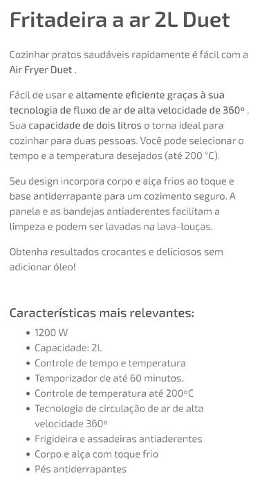 Fritadeira Airfryer Ufesa 2L