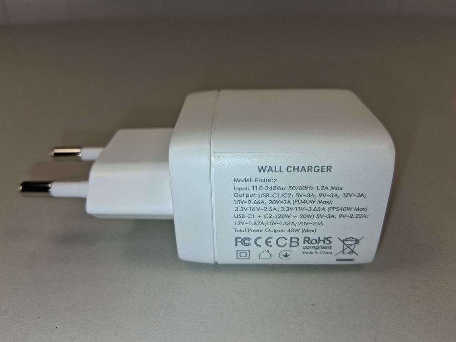 N246 Ładowarka Sieciowa 40W PD PPS USB-C Podwójne Szybkie Ładowanie