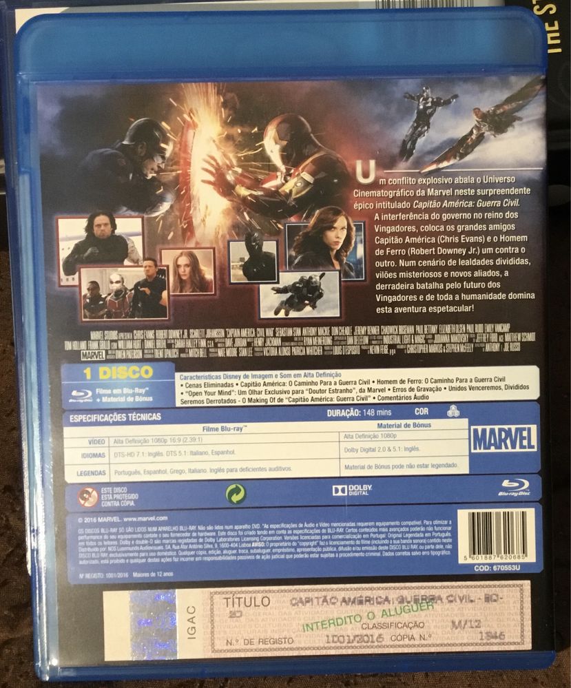 Capitão America Guerra civil Blu ray