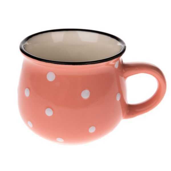 Kubek ceramiczny - łosoś w kropki, 230ml