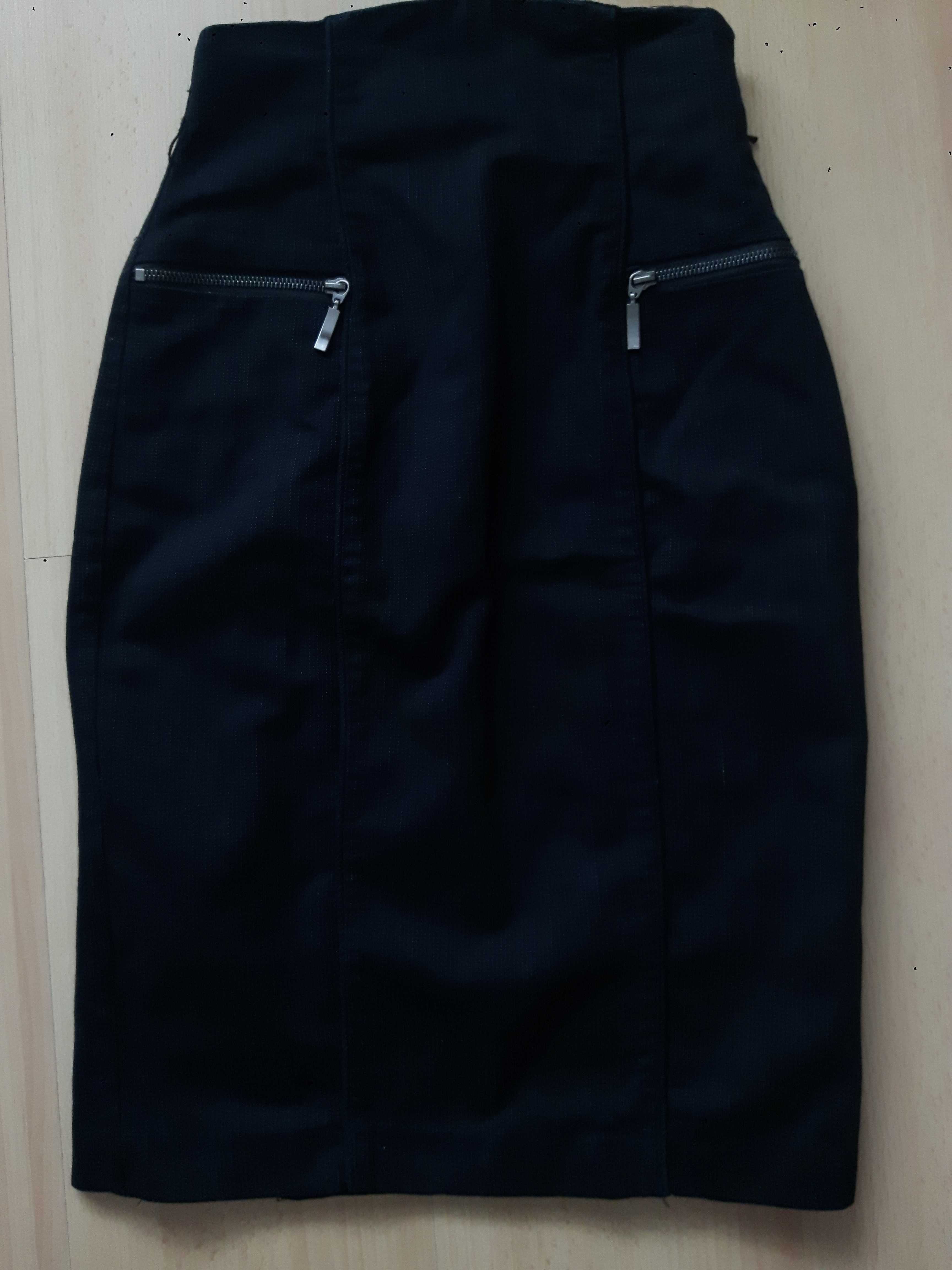 Czarna spódnica wysoki stan+czarna miniówka z paskiem XS/34 Reserved