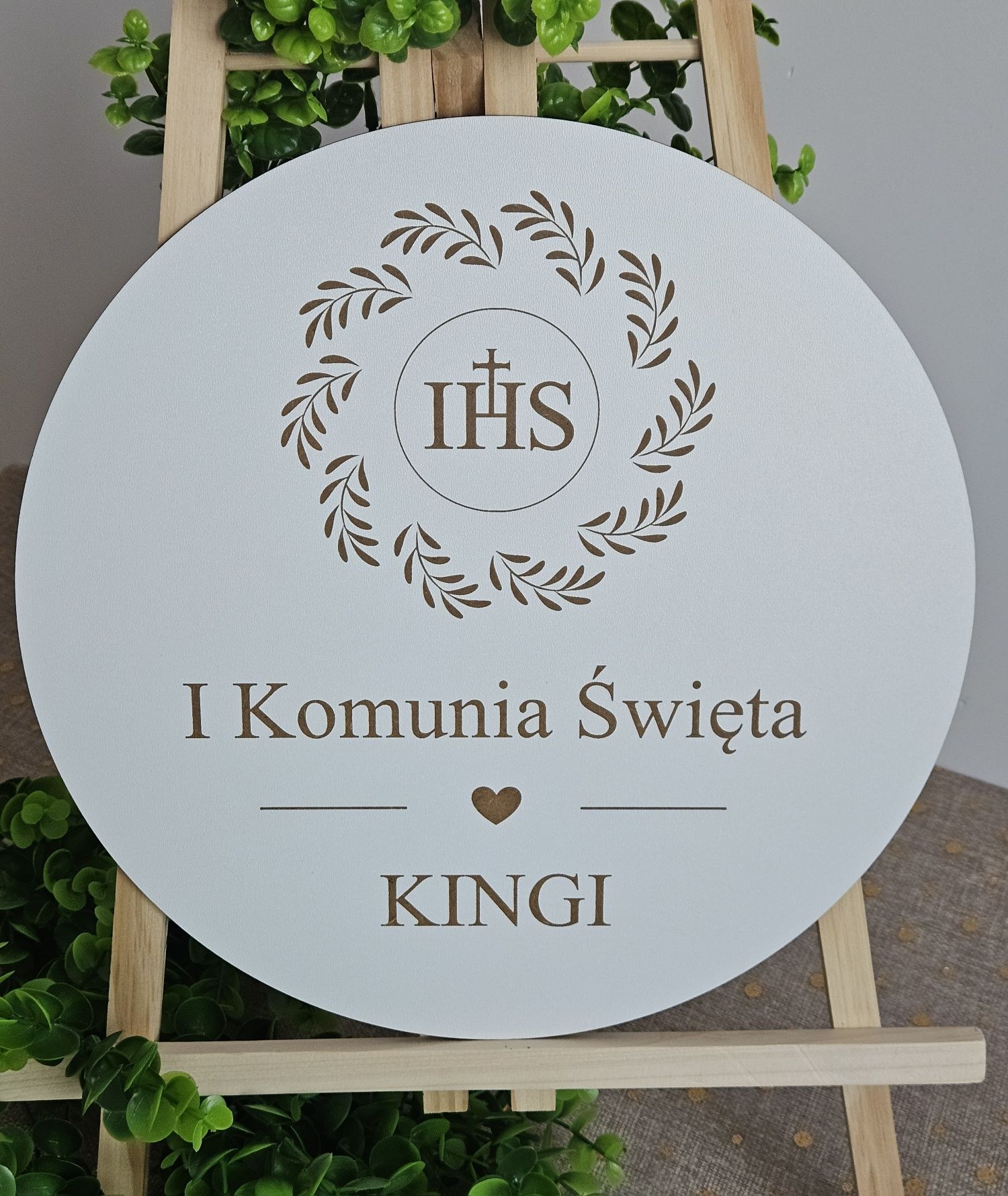 Tablica komunijna koło 50cm z imieniem grawerowane Komunia